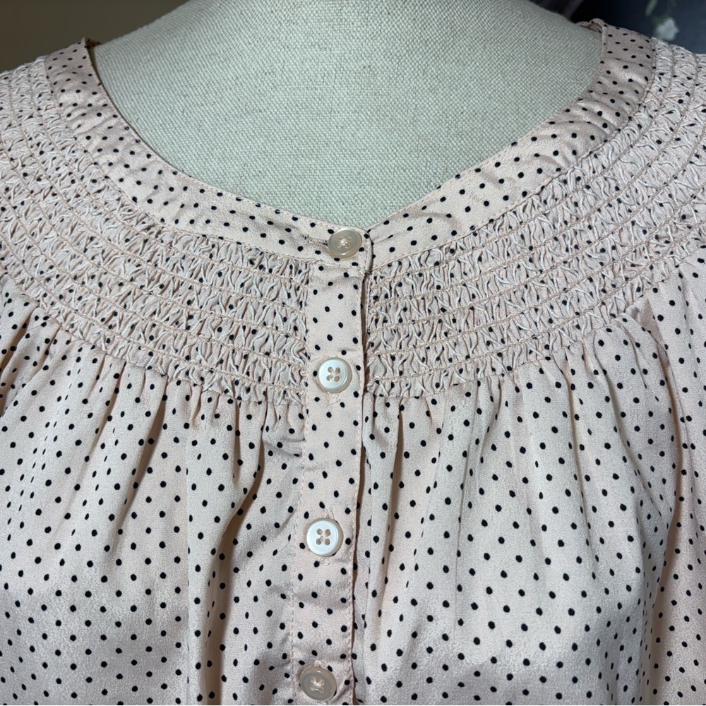 A Pea in the Pod Pink Polka Dot Maternity Blouse - Picture 3 of 4